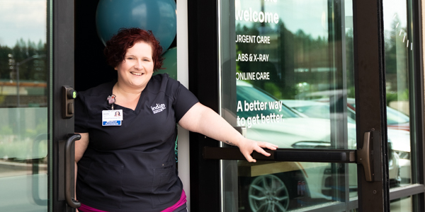 MA opening door at Indigo Urgent Care in CDA