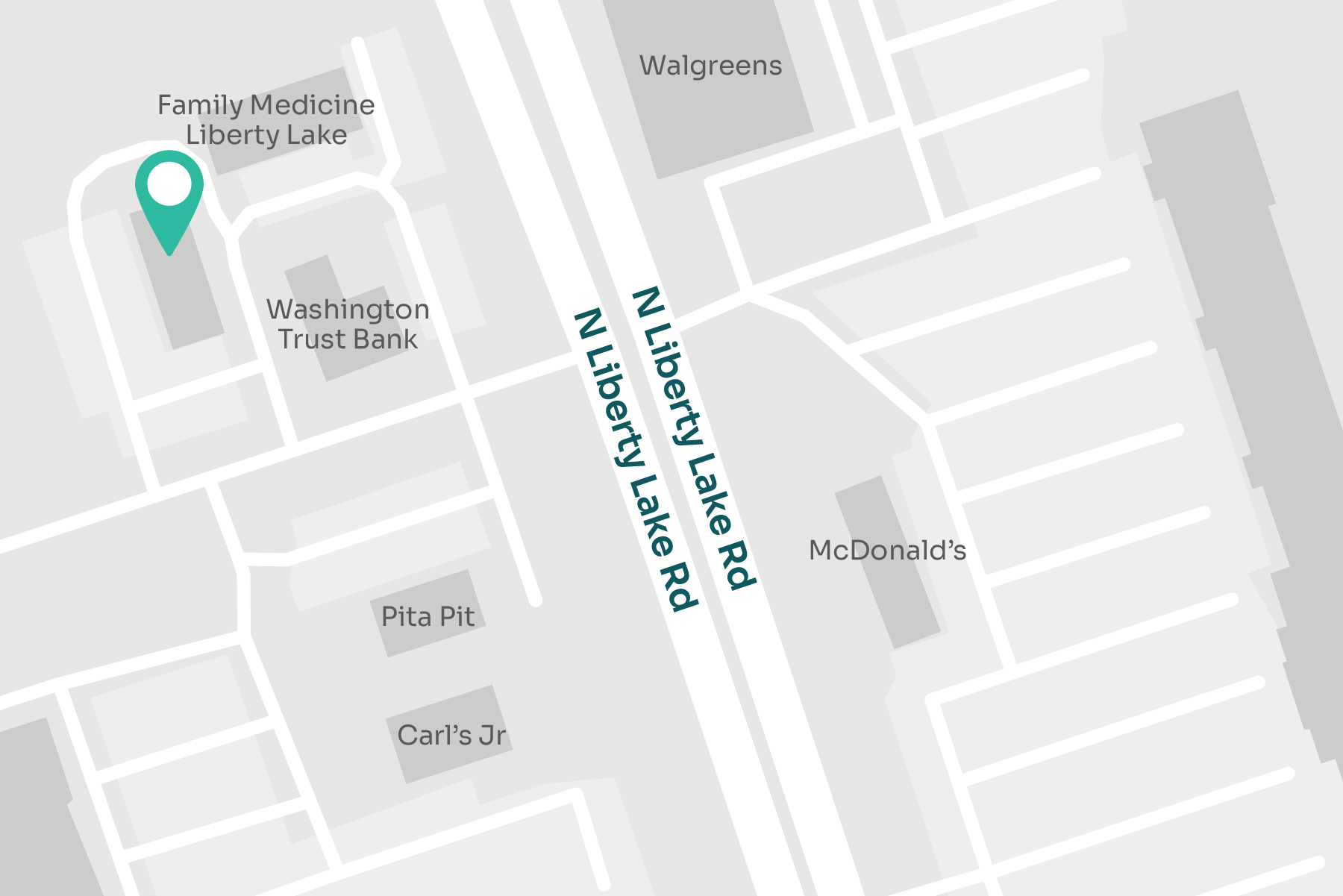 A map displaying location of MultiCare Indigo Urgent Care - Liberty Lake