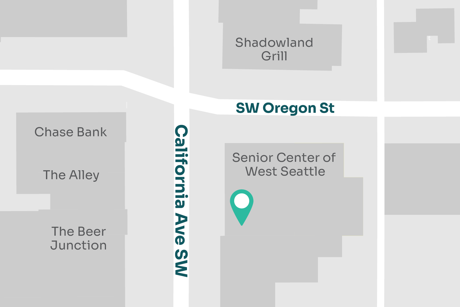 A map displaying location of MultiCare Indigo Urgent Care - West Seattle